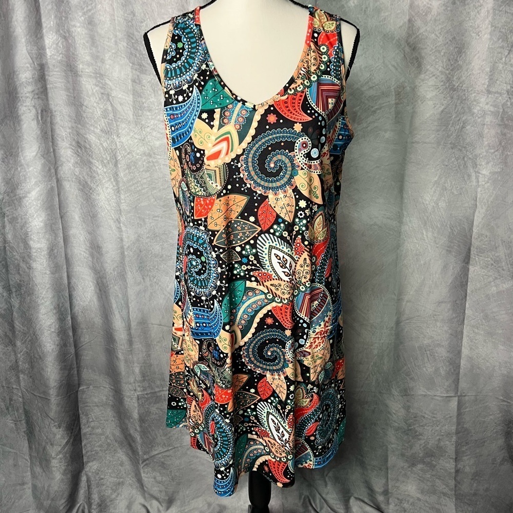 OFEEFAN Dress 2025 Loose V Neck Sleeveless Sundress Swimsuit Coverup w Pockets